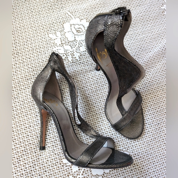 Italy Jolie Snakeskin Metallic Leather Heels - Picture 2 of 7